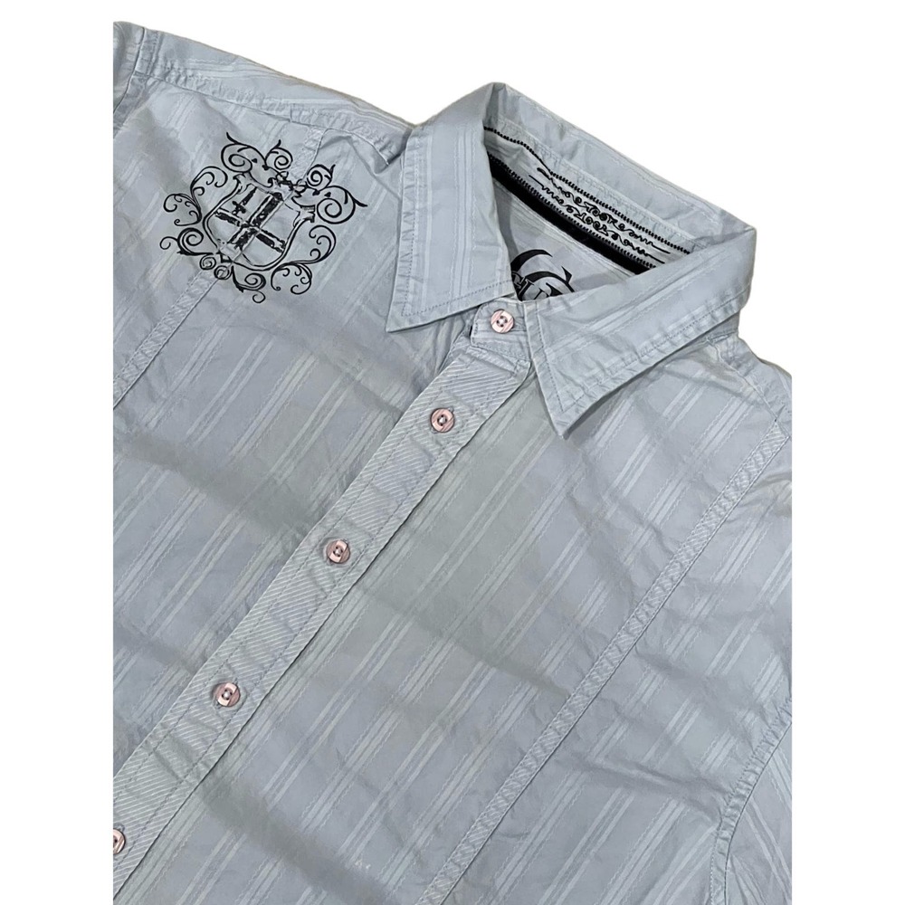 Guess Light Blue Buttondown with Print,‎ XL, #646-V